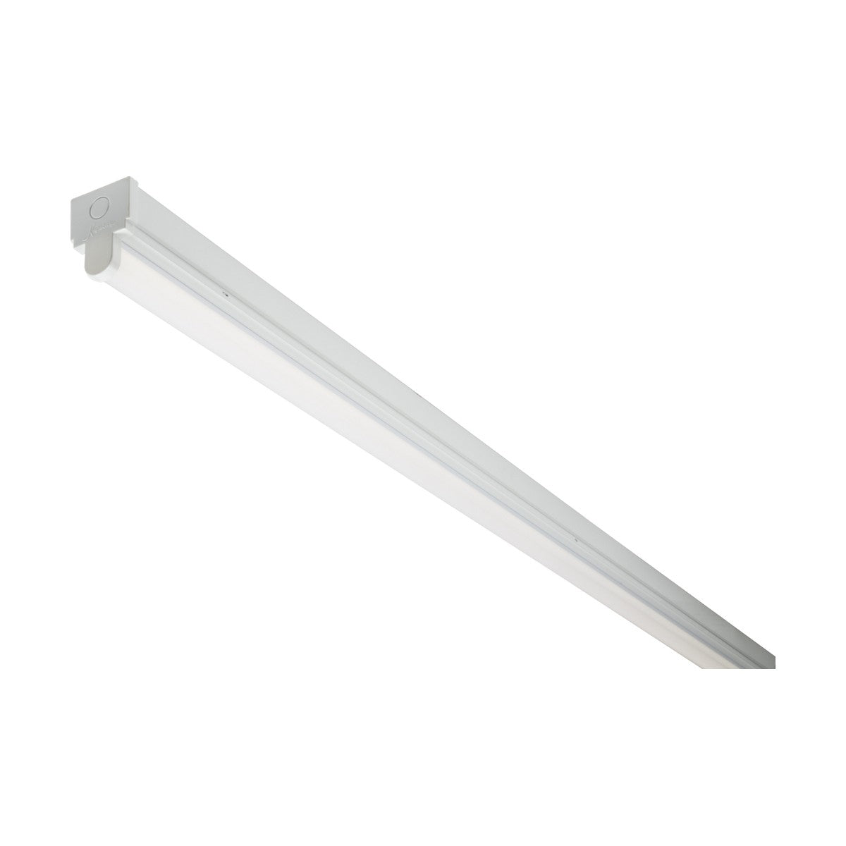The Single 5ft 26W LED Emergency Batten 4000K is a long, white fixture designed for ceiling or wall mounting, boasting a minimalistic design and smooth, rectangular shape. Its cool white illumination makes it ideal for both standard and emergency lighting needs.
