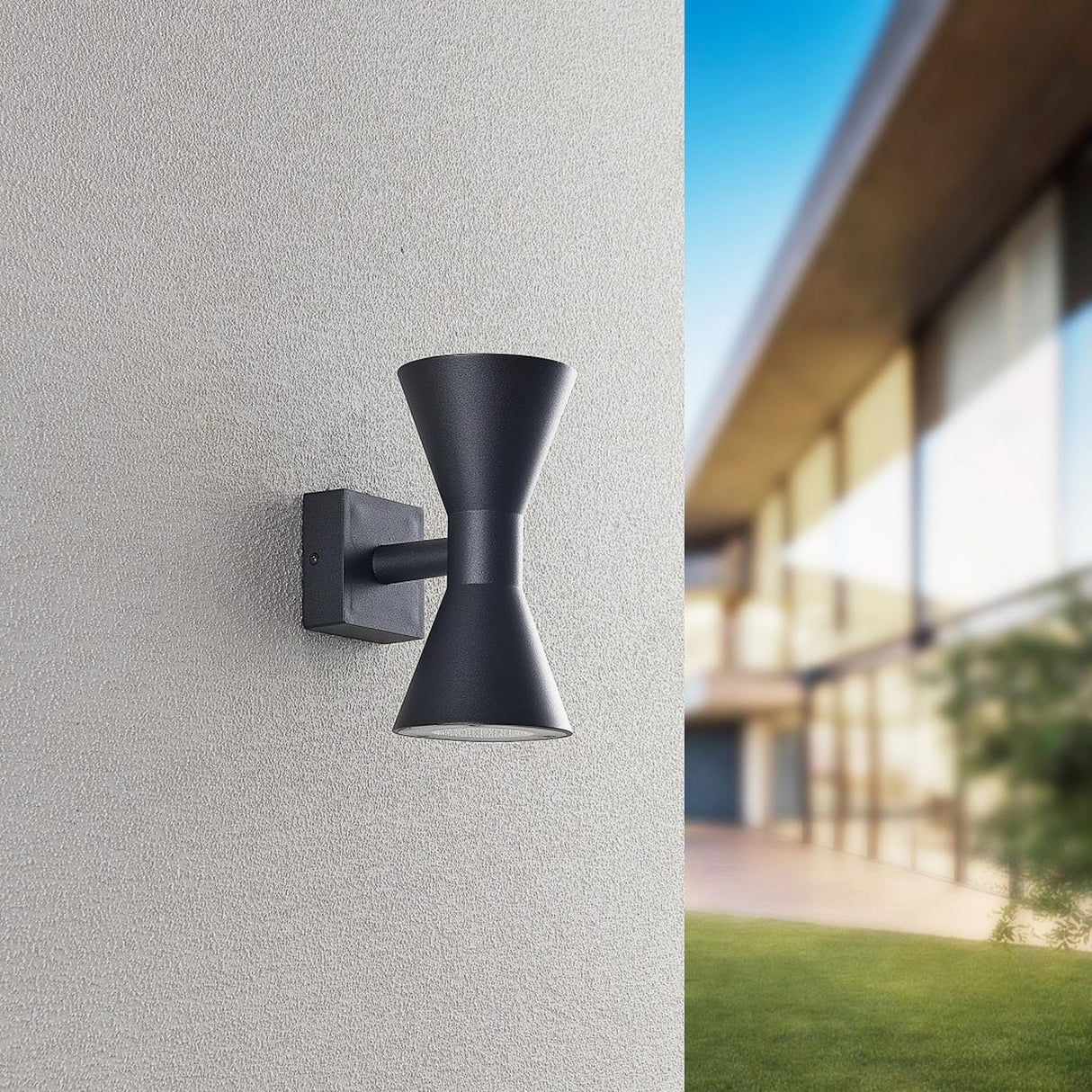 Ardas 2 Light Up Down Outdoor Wall Light – Matt Black