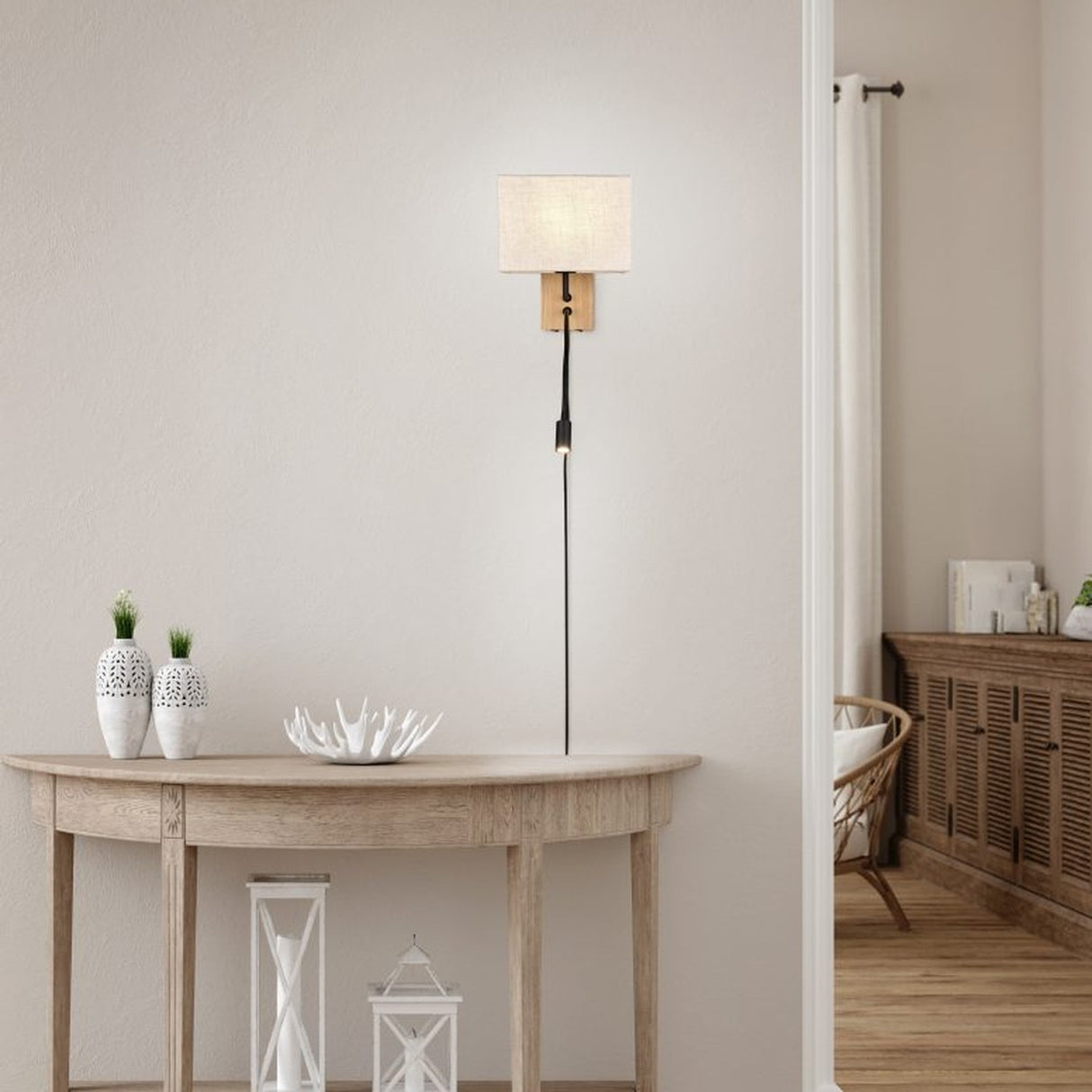 Nilam 2 Light Square Wall Light – Natural