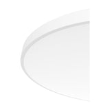 Close-up of a round flush ceiling light with opal white acrylic diffuser and white trim ring, 38.6cm, 36W 4000K LED, IP54, shown against a plain white background.
