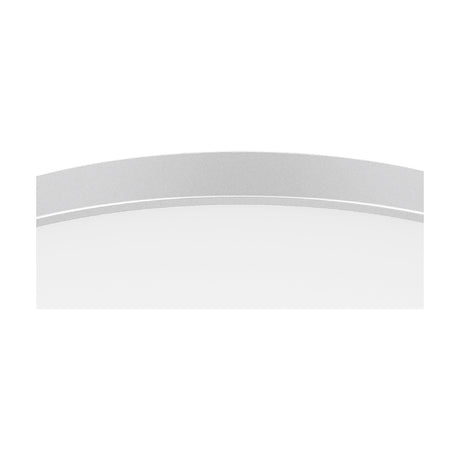Close-up of a 30cm flush ceiling light with an opal white acrylic diffuser and silver trim ring, shown against a plain white background.
