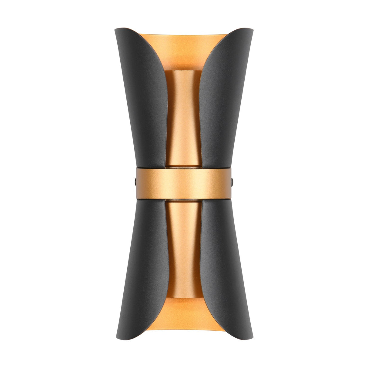 Coat 2 Light Up Down Cone Wall Light – Black & Gold