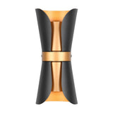 Coat 2 Light Up Down Cone Wall Light – Black & Gold