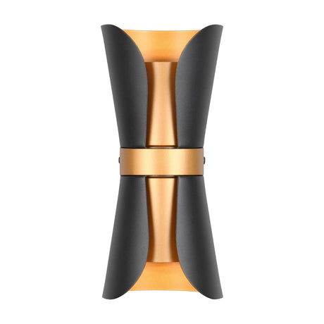 Coat 2 Light Up Down Cone Wall Light – Black & Gold
