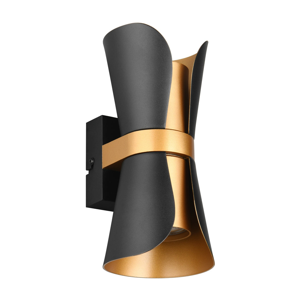 Coat 2 Light Up Down Cone Wall Light – Black & Gold