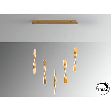 Twist 5 Light Dimmable LED Bar Pendant 50W 3000K - Gold