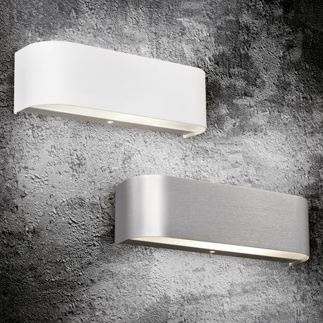 Adriano LED Up Down Glass Wall Light – Brushed Aluminium