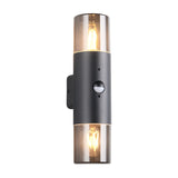 Hoosic 2 Light Up Down PIR Outdoor Wall Light – Matt Black