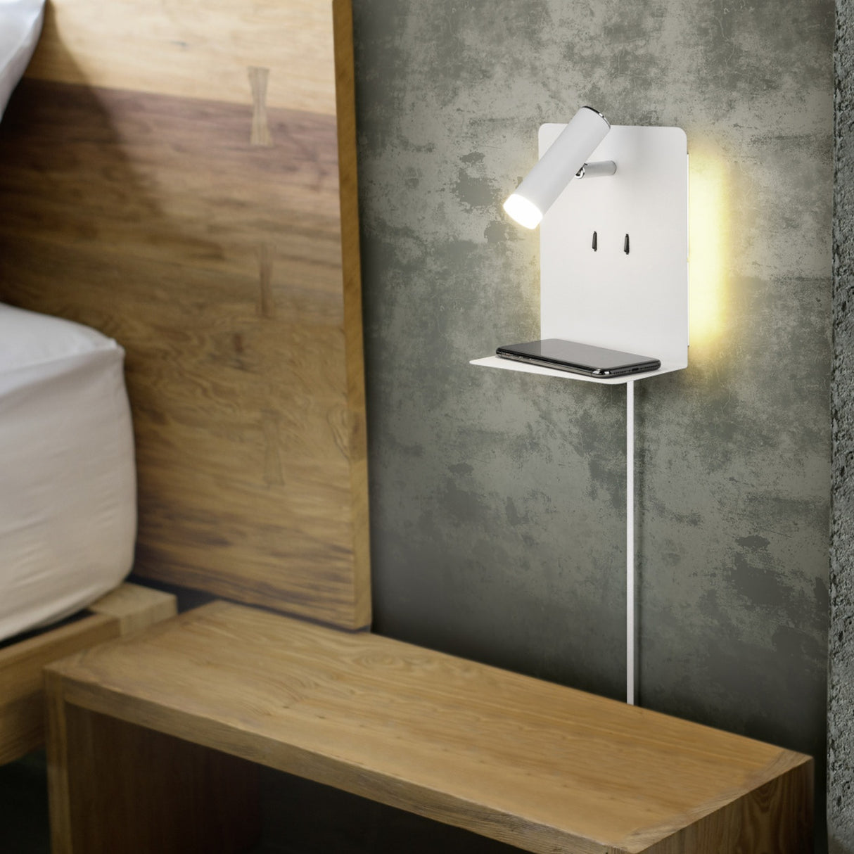 Element 2 Light LED USB Wall Light – Matt White