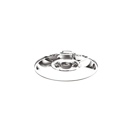 An 18° Prismatic Pendant Lens with a shiny, metallic disc shape and a raised central ring, set against a plain white background.