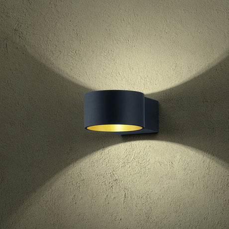 Lacapo LED Up Down Round Wall Light – Matt Black