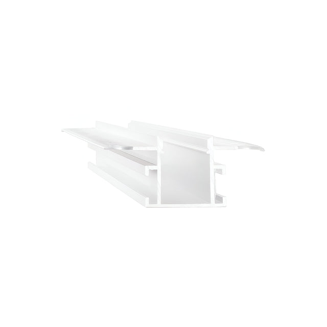 Arcus-1 Trimless Recessed Linear Slot for LED Strip Lighting - White, 2m, featuring a rectangular shape and hollow center, is designed for construction or architectural applications such as Trim Recessed Linear Slot needs, and is showcased against a plain white background.