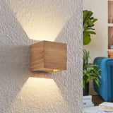Brad LED Up Down Square Wall Light – Wood