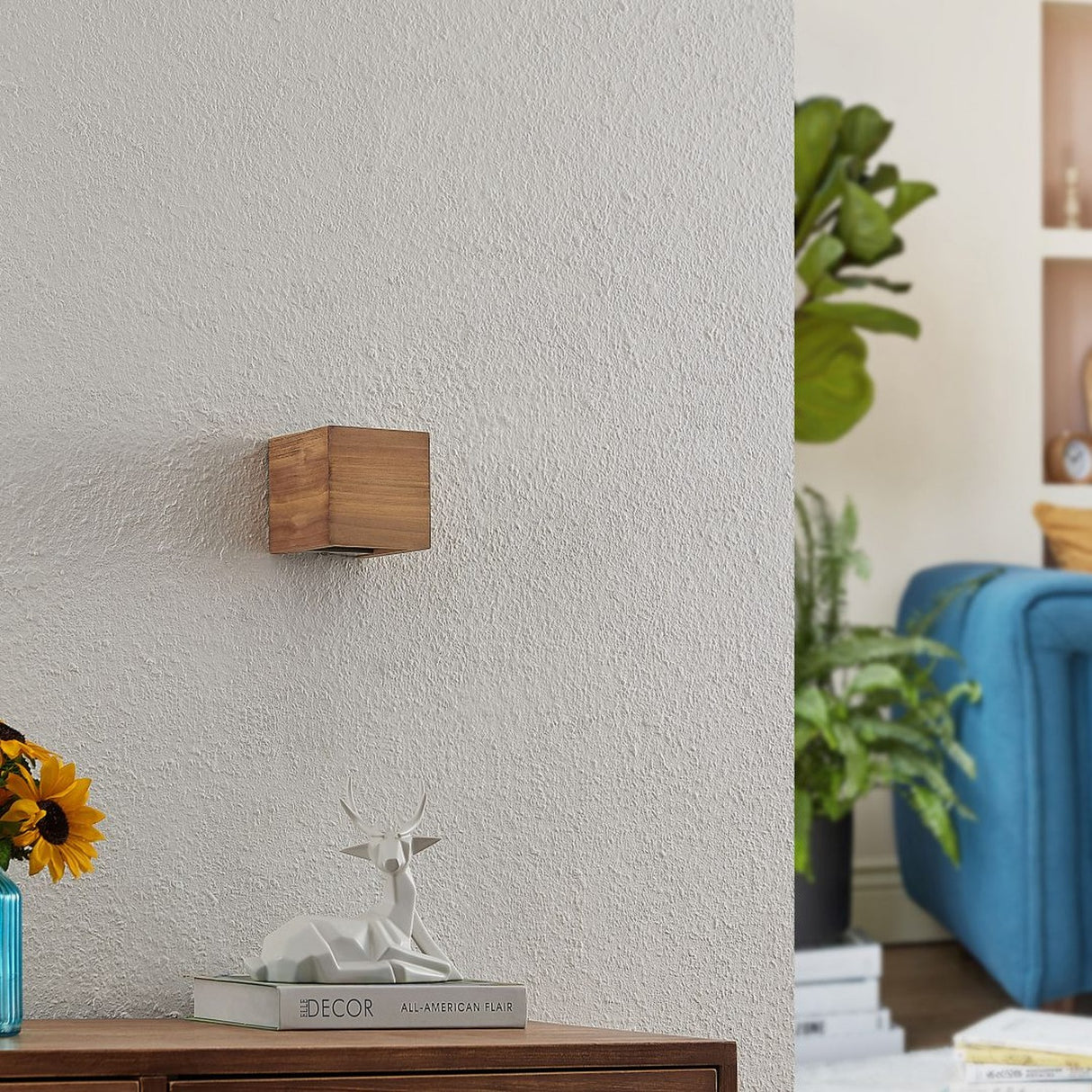 Brad LED Up Down Square Wall Light – Wood