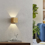 Brad LED Up Down Square Wall Light – Wood