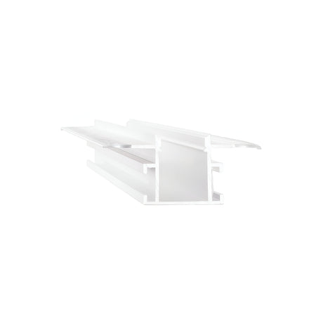 The Arcus-1 Trimless Recessed Linear Slot for LED Strip Lighting in white, measuring 3 meters, is a rectangular plastic extrusion with multiple grooves and a hollow center section, designed to house LED strip lighting, displayed against a plain white background.