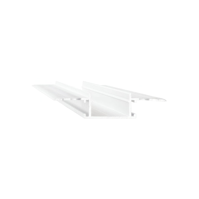 Highlighted against a plain white background, the Arcus-1 Trim Recessed Linear Slot for LED Strip Lighting in white, measuring 3 meters, offers a perfect solution for joining panels in modern interiors. It is ideal for seamless integration with LED strip lighting.