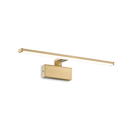 The Luminous LED Picture Light 12.5W 3000K - Brass, 51cm is a sleek and modern wall-mounted fixture featuring a long horizontal LED strip with a brass finish, ideal for illuminating artwork. It is elegantly attached to a rectangular base.