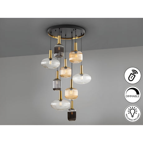 Norma 9 Light Glass Cluster Pendant - Multicoloured (With Remote Control)