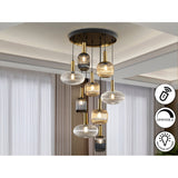 Norma 9 Light Glass Cluster Pendant - Multicoloured (With Remote Control)