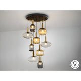 Norma 9 Light Small Glass Cluster Pendant - Multicoloured (With Remote Control)