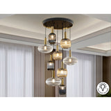 Norma 9 Light Small Glass Cluster Pendant - Multicoloured (With Remote Control)