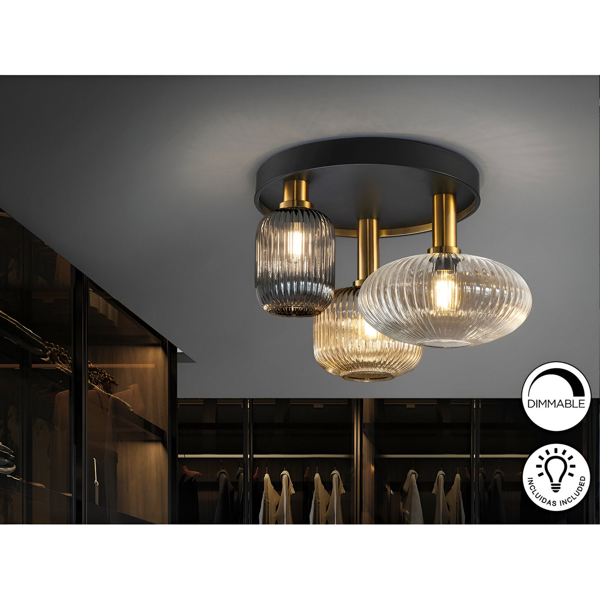 Norma 3 Light Glass Semi-Flush - Multicoloured