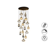 Norma 18 Light Glass Cluster Pendant - Multicoloured (With Remote Control)