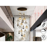 Norma 18 Light Glass Cluster Pendant - Multicoloured (With Remote Control)