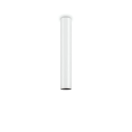 The Noctis Ceiling Light - White, 40cm is a sleek cylindrical tube fixture installed vertically against a white backdrop. Made from durable materials, it offers a minimalist aesthetic.