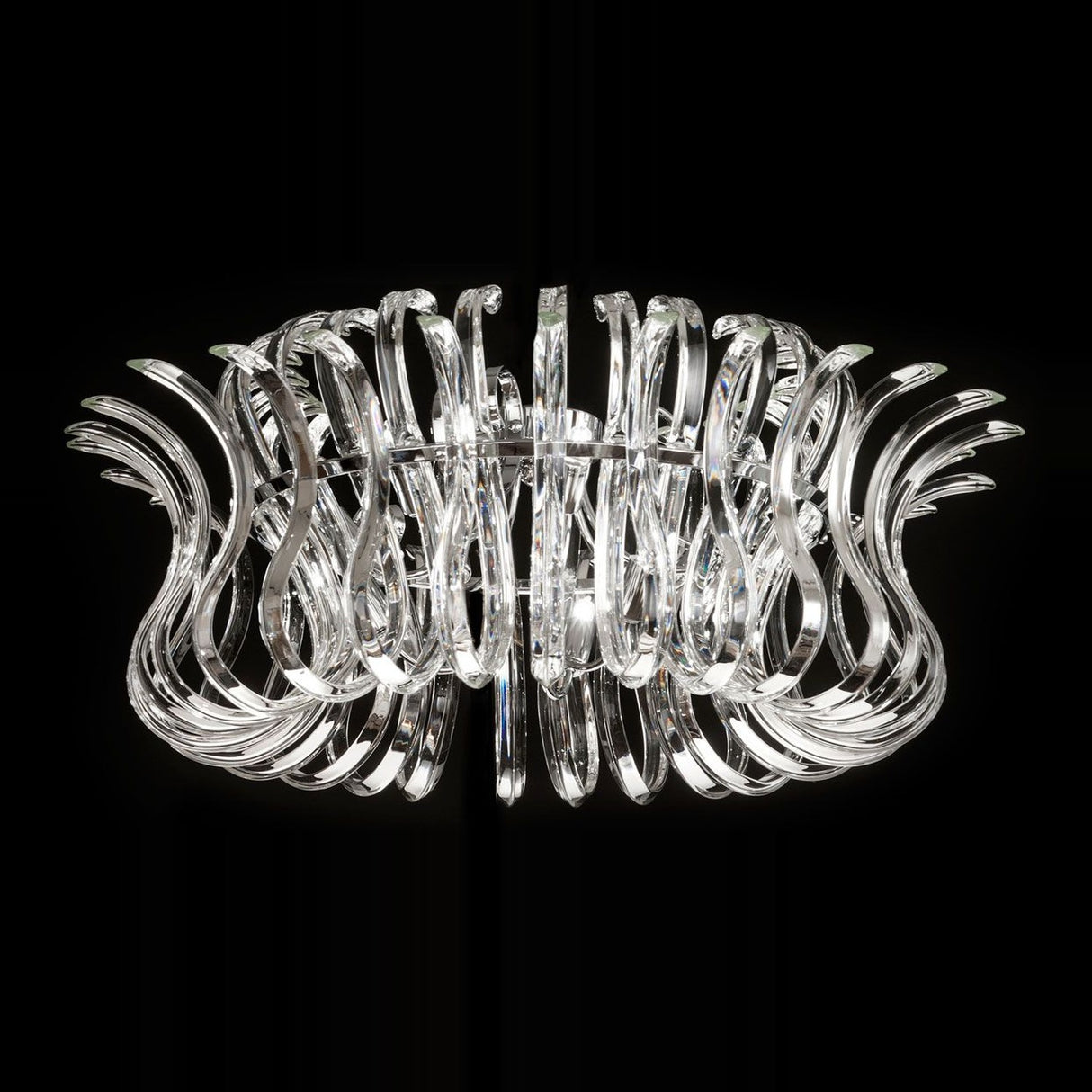 Wave 6 Light Glass Ceiling Light - Chrome