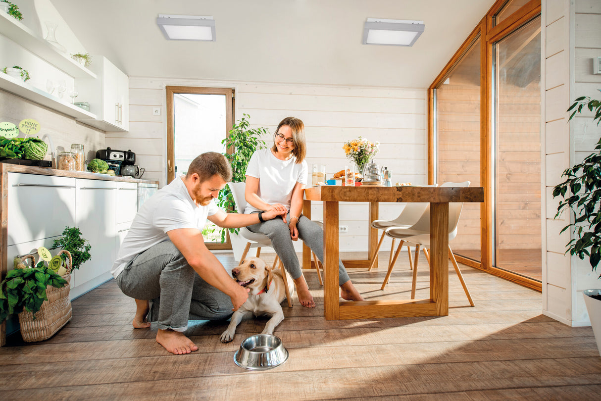 Tybia 410x410 38W LED Ceiling Light with PIR Sensor - Grey