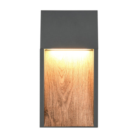 Salmon LED Square Outdoor Wall Light – Wood Effect