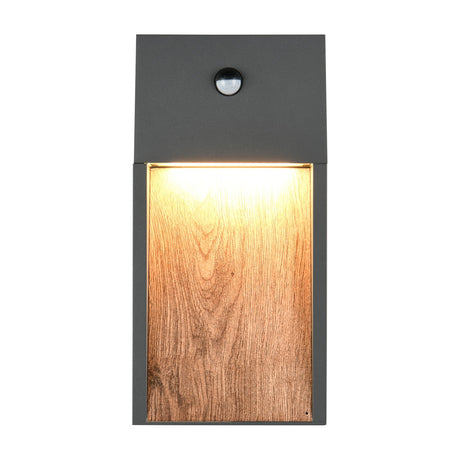 Salmon LED PIR Outdoor Wall Light – Wood Effect