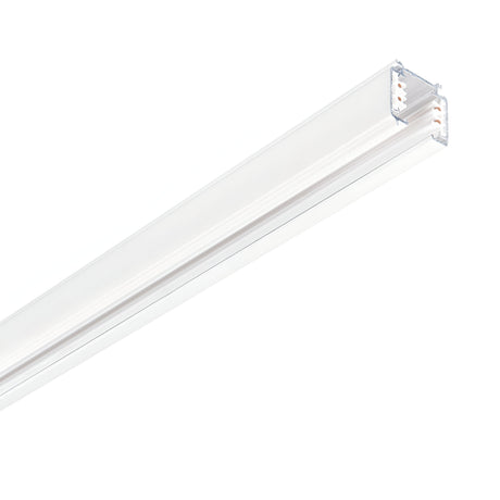 A close-up image of the Brillia Dimmable 3-Phase Trim Profile Surface-Mounted Track 2m 1-10V in white, showcasing its sleek and minimalist design. Encased in a clear, rectangular housing, this track lighting highlights the LED bulbs within. The plain white background emphasizes the modern appearance of this versatile fixture.