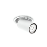 The Solis LED Single Recessed Spotlight 12W in white features a modern cylindrical design with an adjustable 3000K spotlight, set against a plain white background.