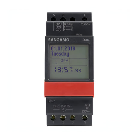 The DIN Rail 2 Module 1 Channel Yearly Time Switch is equipped with a clear display that shows the date, day, and time and offers flexible settings with its volt-free contact functionality. Easily configure different inputs using the intuitive buttons located at the bottom for seamless incorporation into your custom weekly programs.