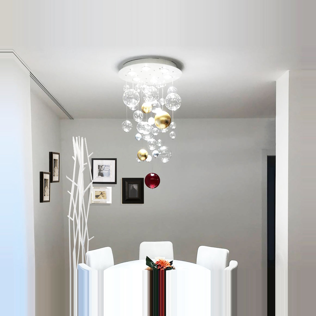 Bolero 6 Light Round Drop Glass Bubble Chandelier 110cm