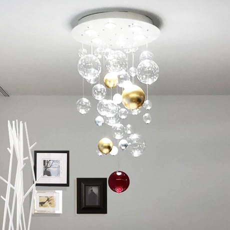 Bolero 6 Light Round Drop Glass Bubble Chandelier 110cm