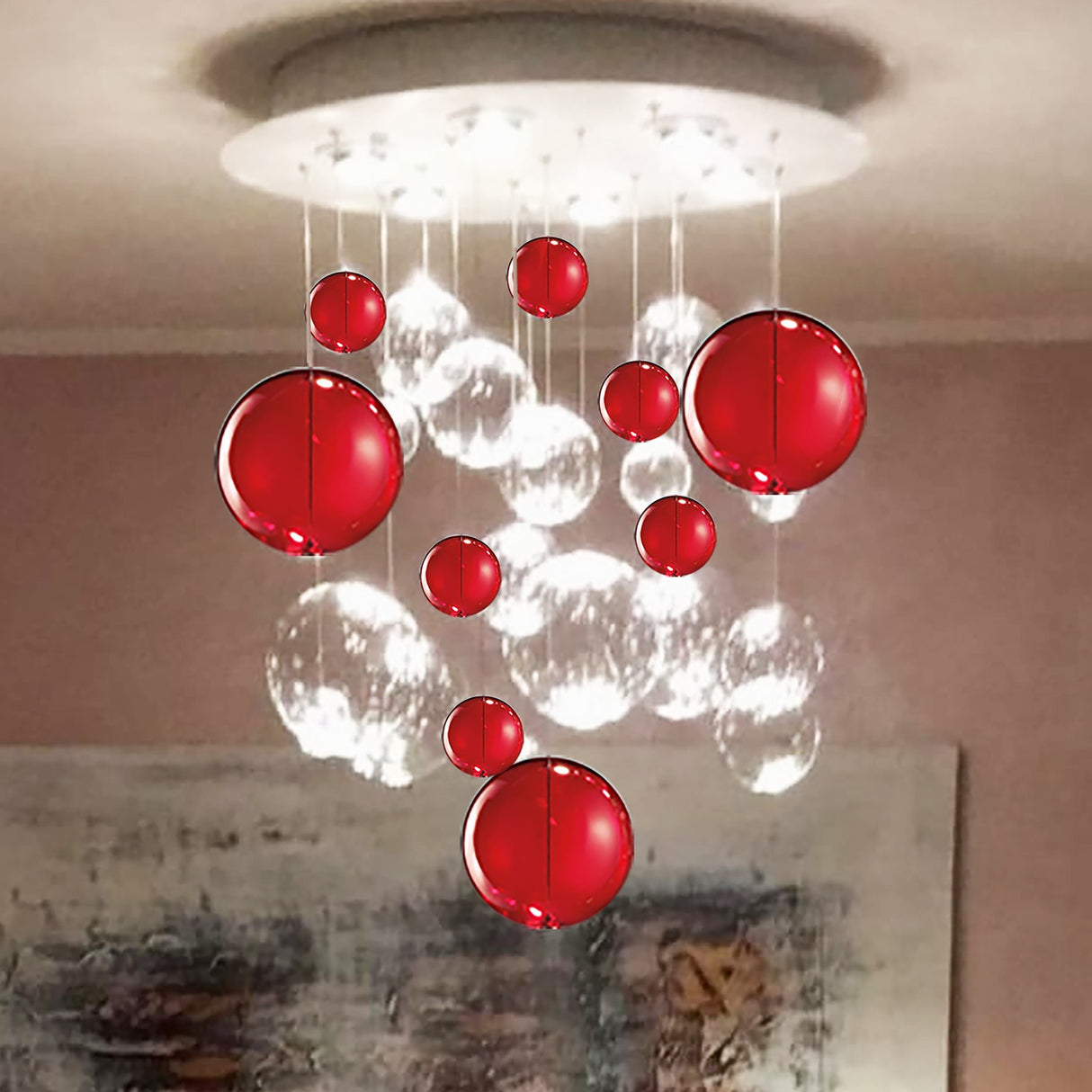 Bolero 6 Light Round Drop Glass Bubble Chandelier 70cm