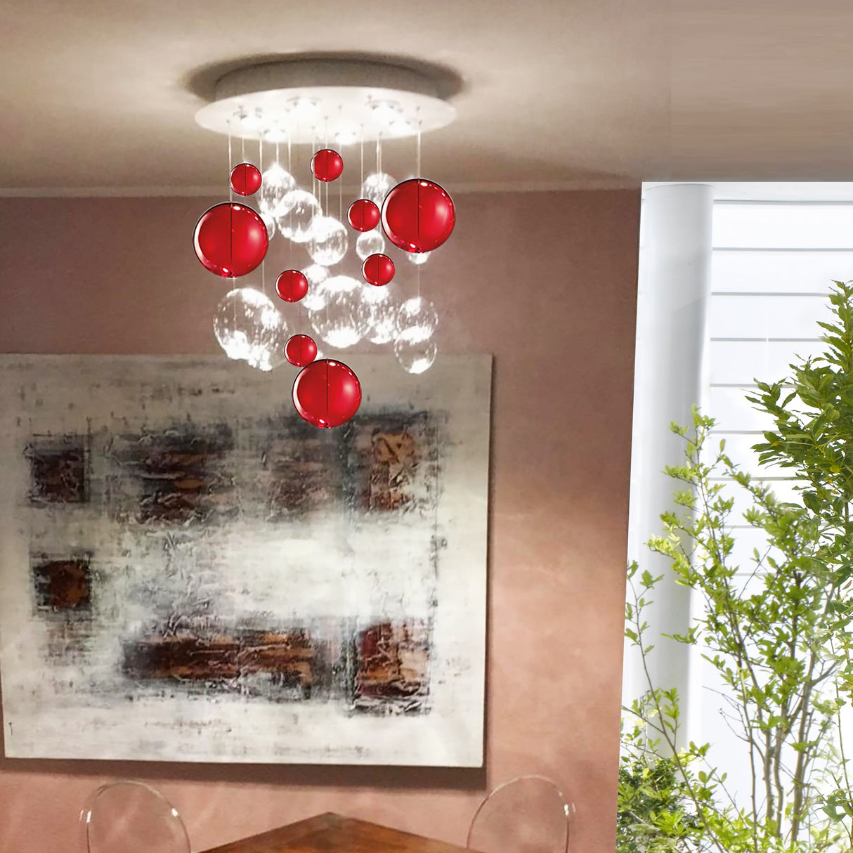 Bolero 6 Light Round Drop Glass Bubble Chandelier 70cm