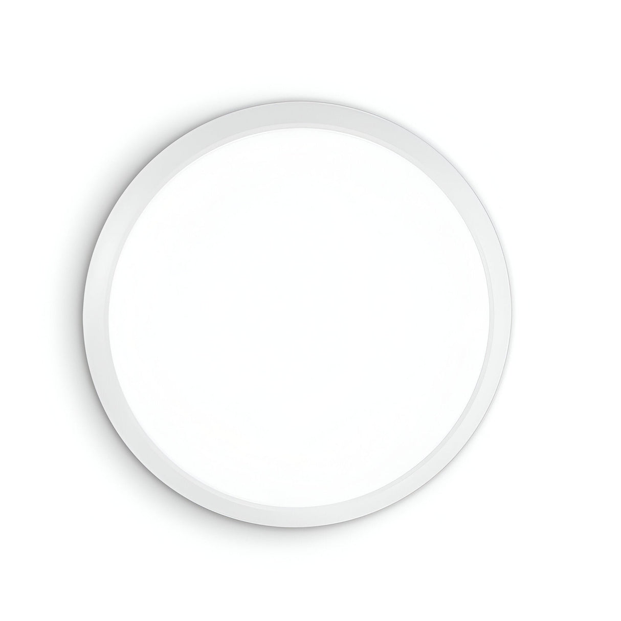 The Mono LED Flush Ceiling Light 12W 3000K in white features a modern, minimalistic design with a compact 29cm diameter and a smooth finish, allowing it to be seamlessly mounted against any plain background.