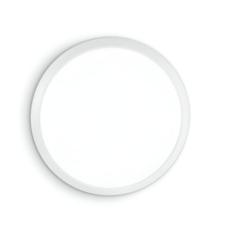 The Mono LED Flush Ceiling Light 12W 3000K in white features a modern, minimalistic design with a compact 29cm diameter and a smooth finish, allowing it to be seamlessly mounted against any plain background.