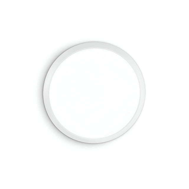 Introducing the Mono LED Flush Ceiling Light, a minimalist design featuring a flat, circular shape with a sleek white finish. This 39cm round light emits a bright, even glow with its 24W power, ensuring easy installation for instant illumination.