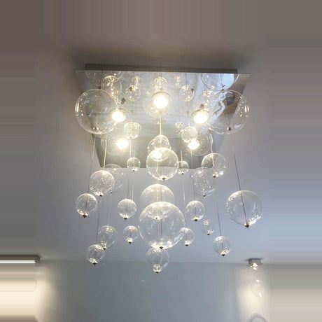 Bolero 6 Light Square Drop Glass Bubble Chandelier 70cm