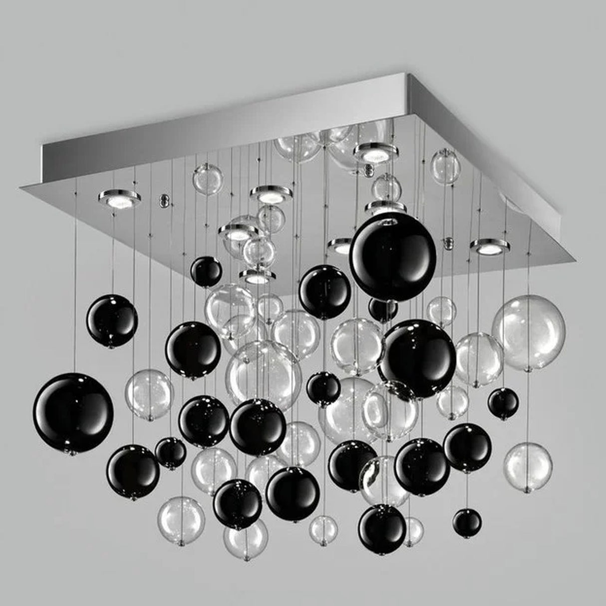 Bolero 8 Light Square Drop Glass Bubble Chandelier 70cm
