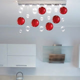 Bolero 6 Light Linear Square Drop Glass Bubble Chandelier 70cm