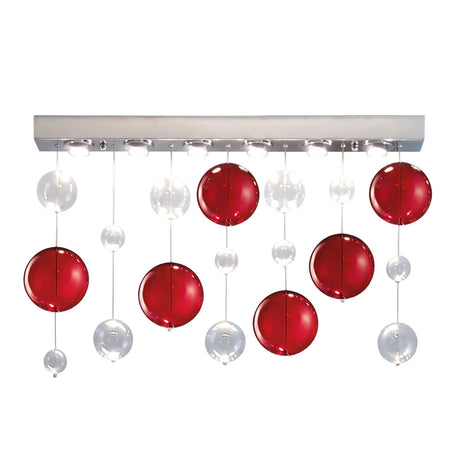 Bolero 6 Light Linear Square Drop Glass Bubble Chandelier 70cm