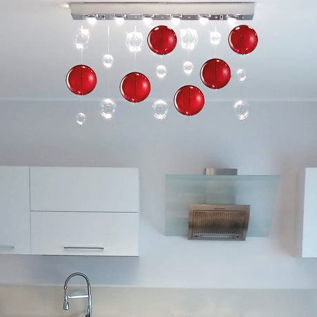 Bolero 6 Light Linear Square Drop Glass Bubble Chandelier 70cm
