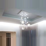 Bolero 6 Light Square Drop Glass Bubble Chandelier 110cm